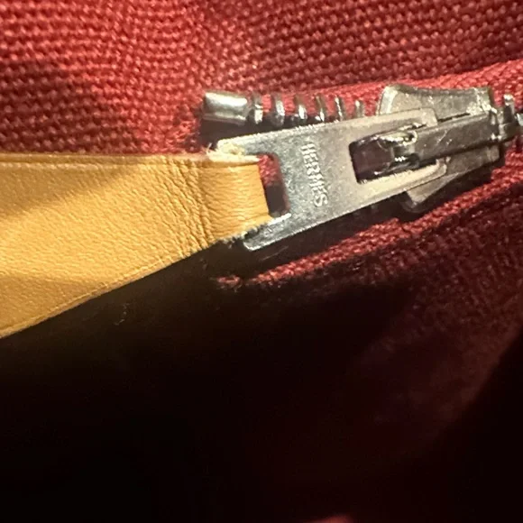 Hermes Red Canvas Tote Bag - Picture 8 of 13